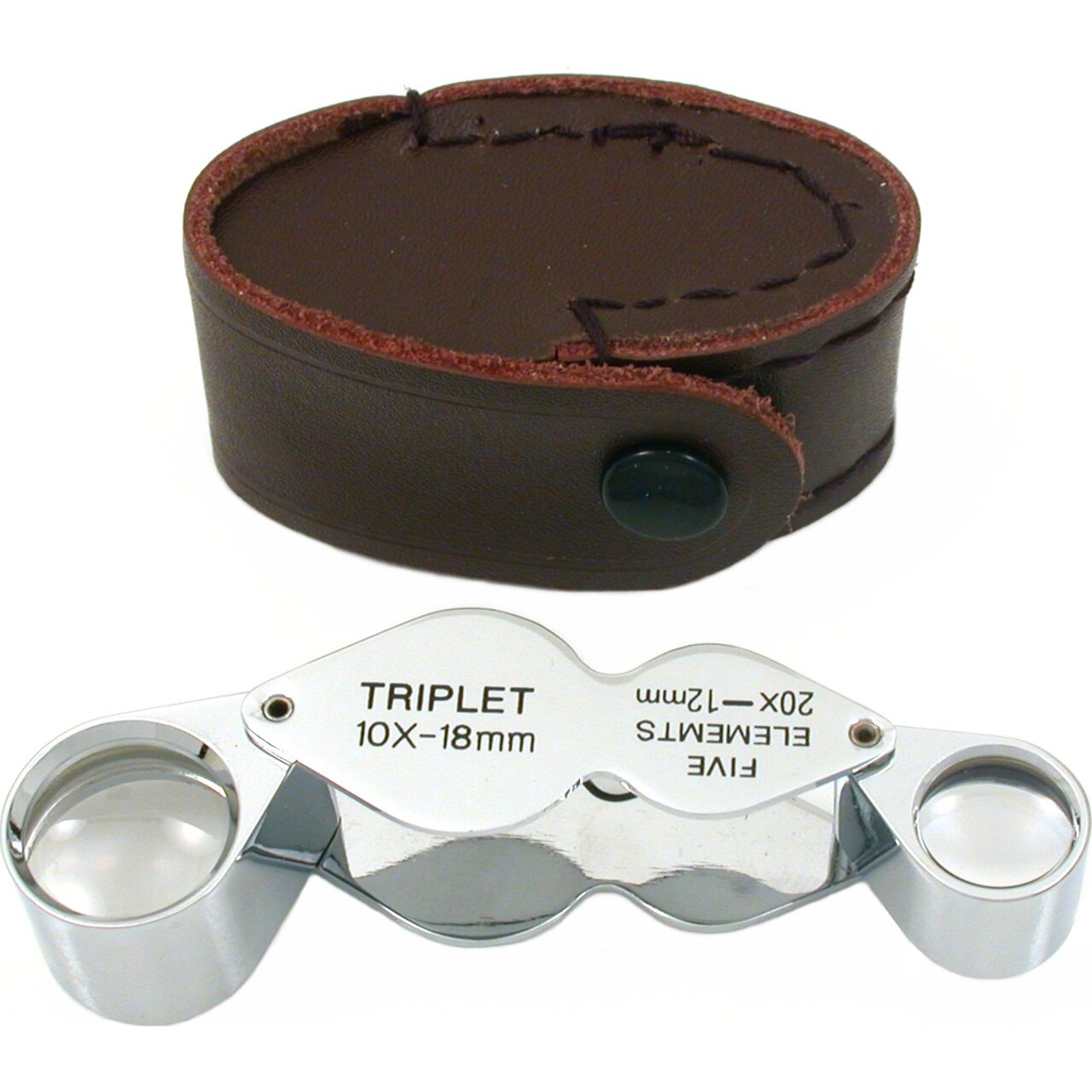 Premium Quality Jeweler"s 2-in-1 Eye Loupe 10X 20X - Triplet & Five Elements - Chrome-Plated Bra